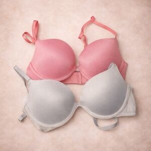 Calvin Klein Set Of 2 Bras 32B Push Up Plunge Microfiber Stretch